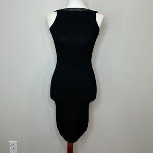 BETTE PAIGE BodyCon Dress MED‎ Sleeveless Beaded Neckline Deep Back Scoop Party
